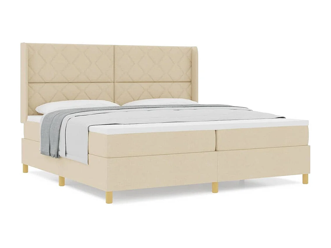 Cadre de lit avec matelas Crème 200 x 200 cm tissu