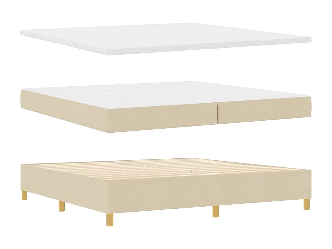 Cadre de lit avec matelas Crème 200 x 200 cm tissu