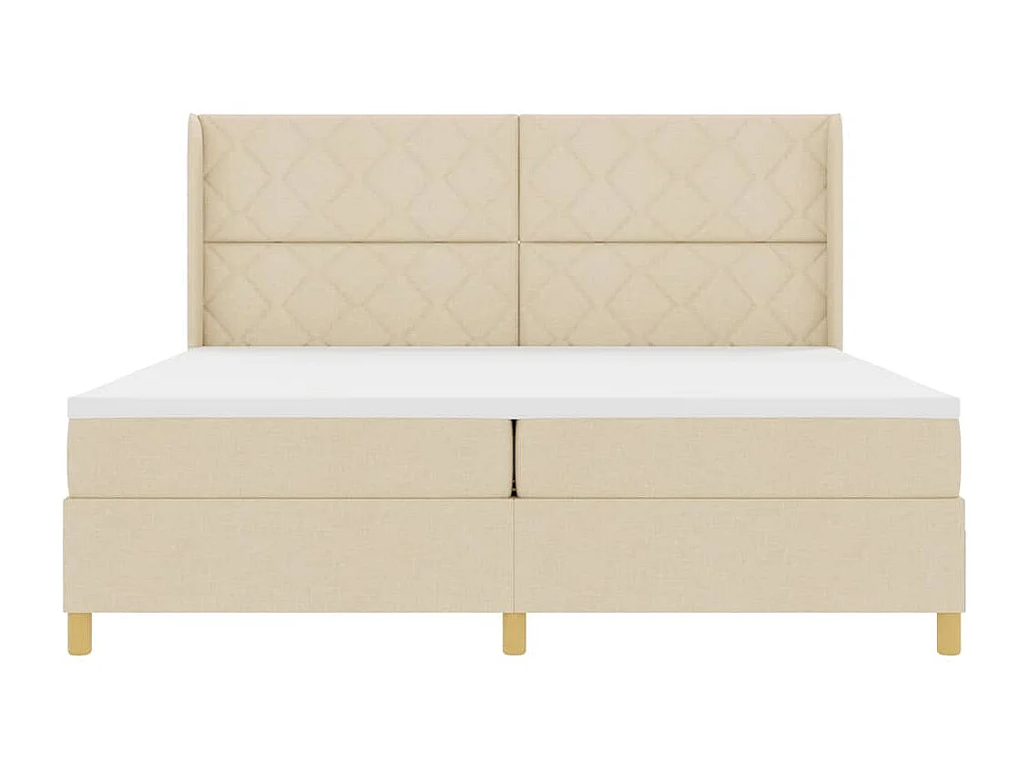 Cadre de lit avec matelas Crème 200 x 200 cm tissu