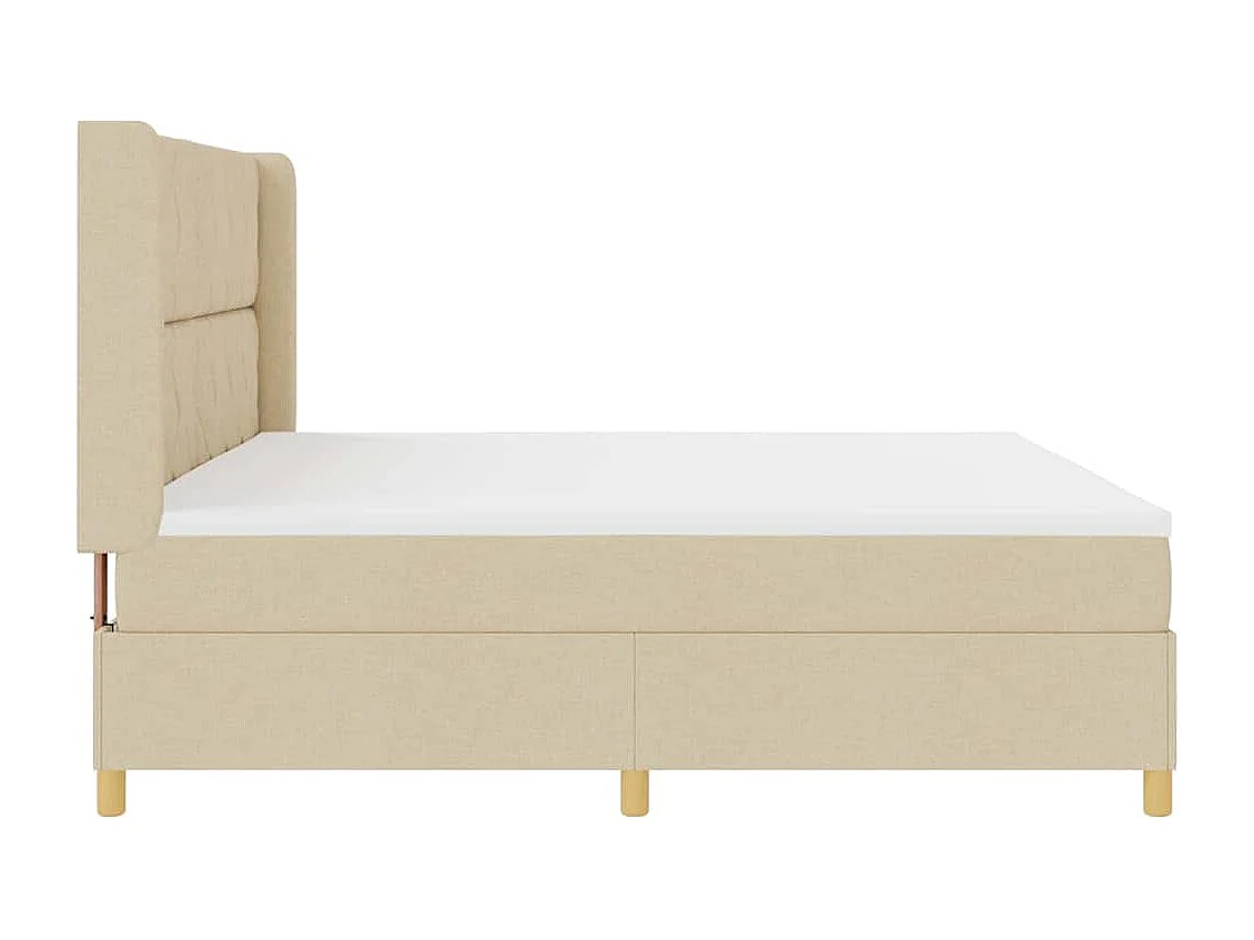 Cadre de lit avec matelas Crème 200 x 200 cm tissu