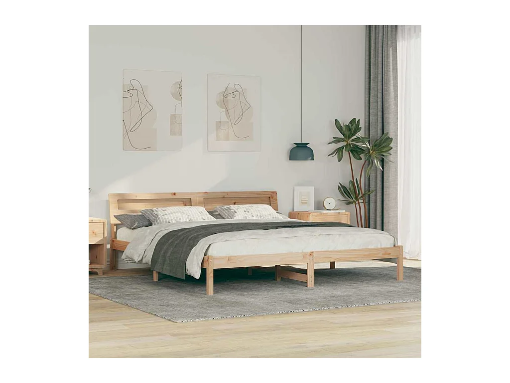 Cadre de lit Marron 180 x 200 cm Bois massif en pin