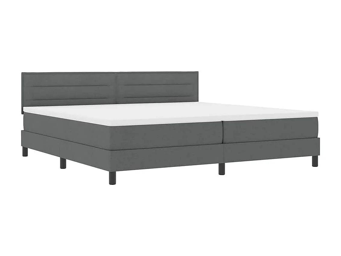 Cadre de lit avec matelas Gris foncé 200 x 200 cm tissu