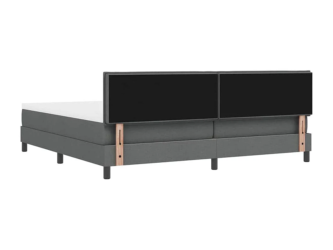 Cadre de lit avec matelas Gris foncé 200 x 200 cm tissu