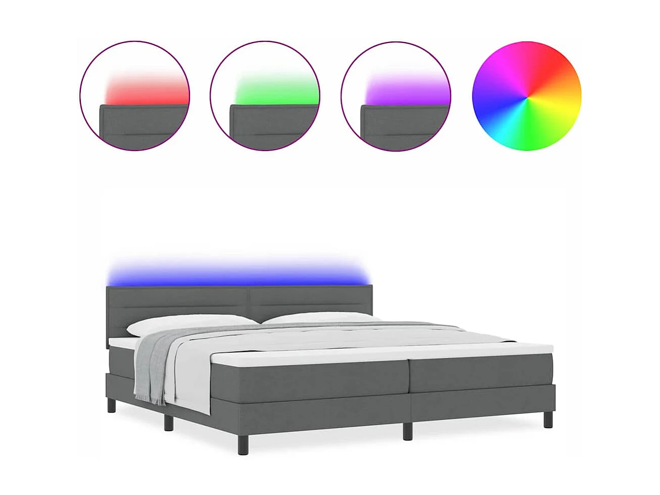 Cama tipo Box Spring con colchón Gris oscuro 200 x 200 cm tela