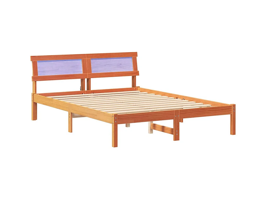 Estrutura da Cama com cabeceira Castanho-mel 140 x 190 cm