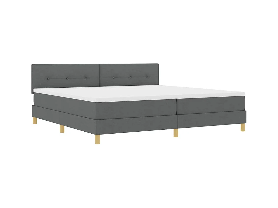 Cadre de lit avec matelas Gris foncé 200 x 200 cm tissu