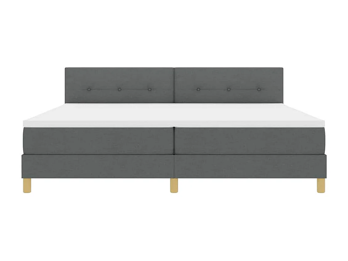 Cadre de lit avec matelas Gris foncé 200 x 200 cm tissu