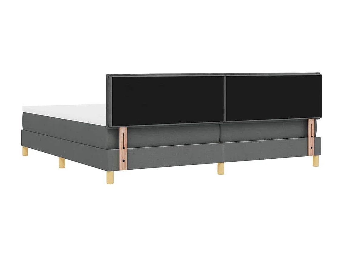Cadre de lit avec matelas Gris foncé 200 x 200 cm tissu