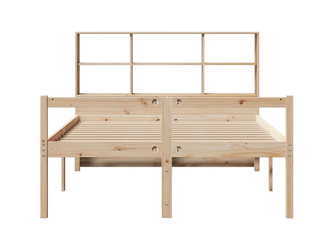 Lit bibliothèque sans matelas 140x190 cm bois de pin massif