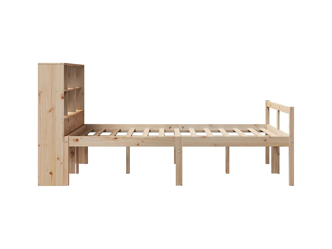 Lit bibliothèque sans matelas 140x190 cm bois de pin massif