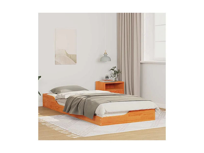 Estrutura de cama de chão Castanho-mel 100 x 220 cm