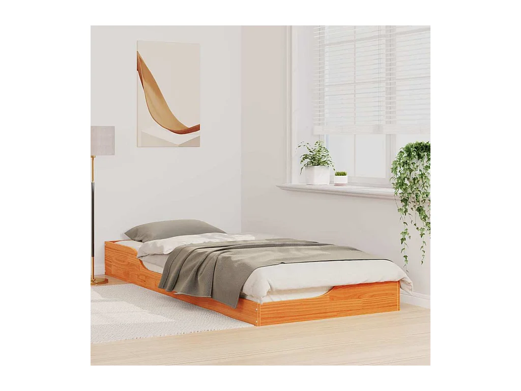 Cadre de lit surélevé Marron cire 100 x 220 cm