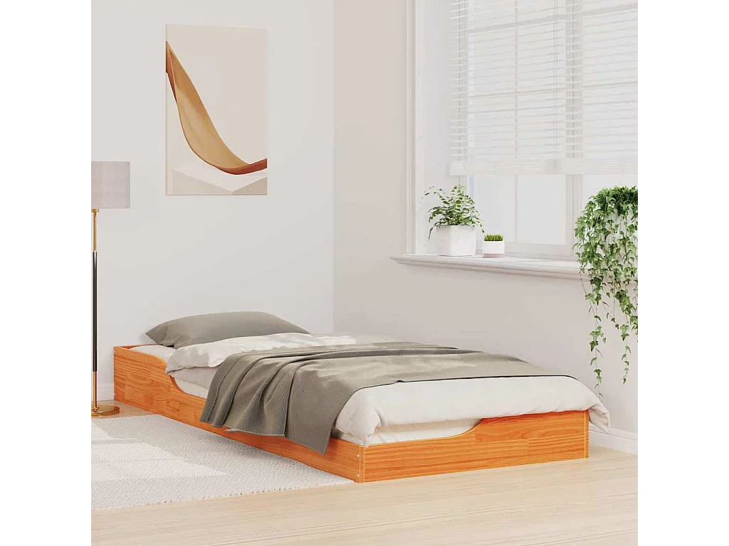 Estructura de cama Marrón cera 100 x 220 cm