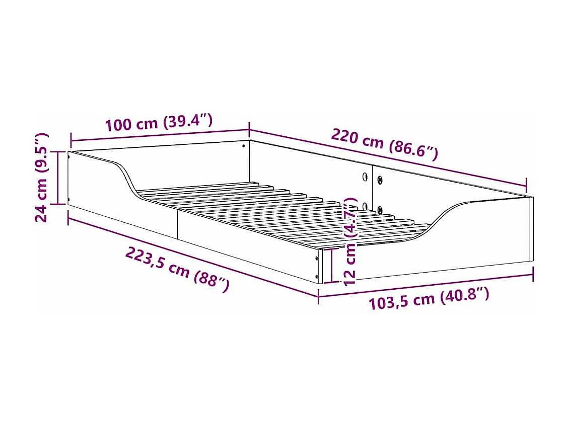 Estructura de cama Marrón cera 100 x 220 cm