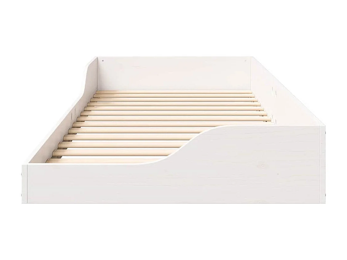 Cadre de lit surélevé Blanc 90 x 220 cm Bois massif en pin
