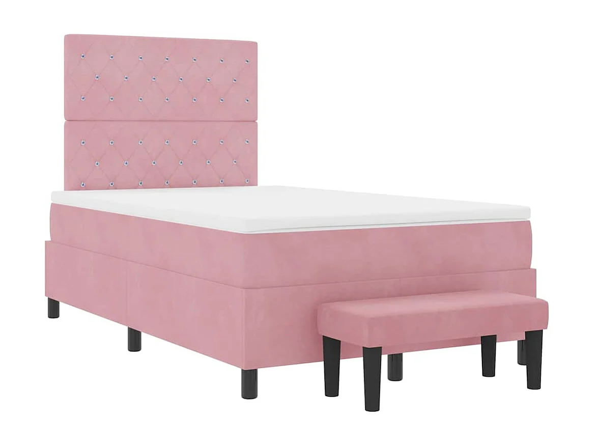 Cama tipo Box Spring con colchón Rosa 120 x 200 cm Terciopelo