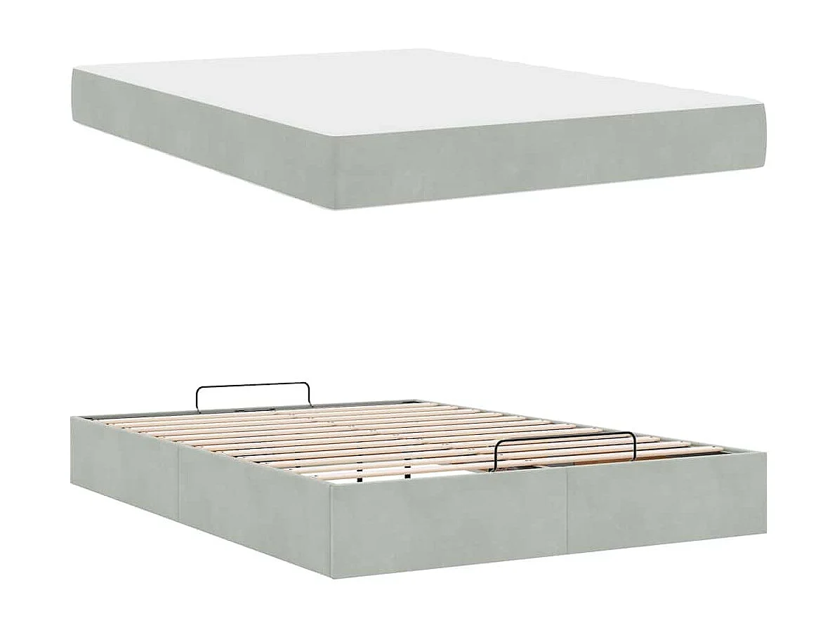 Estrutura da Cama Cinzento-claro 160 x 200 cm Veludo