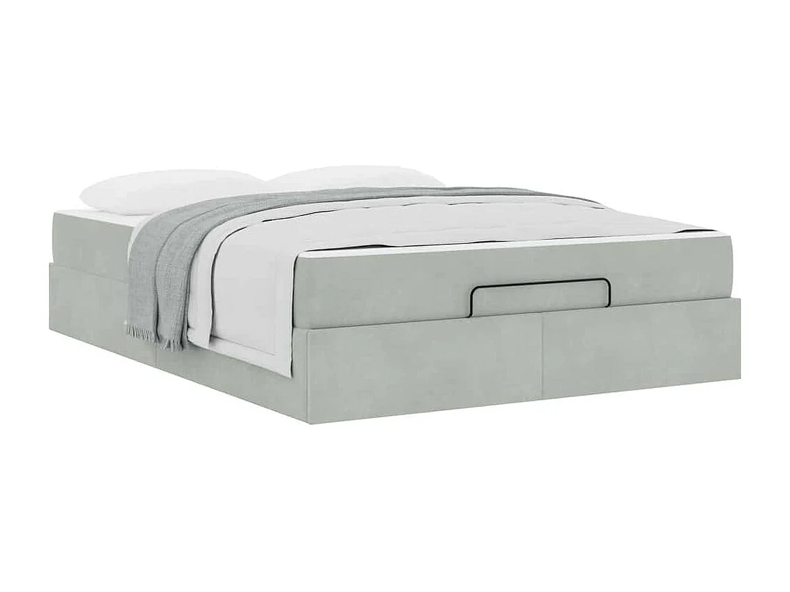 Estrutura da Cama Cinzento-claro 160 x 200 cm Veludo