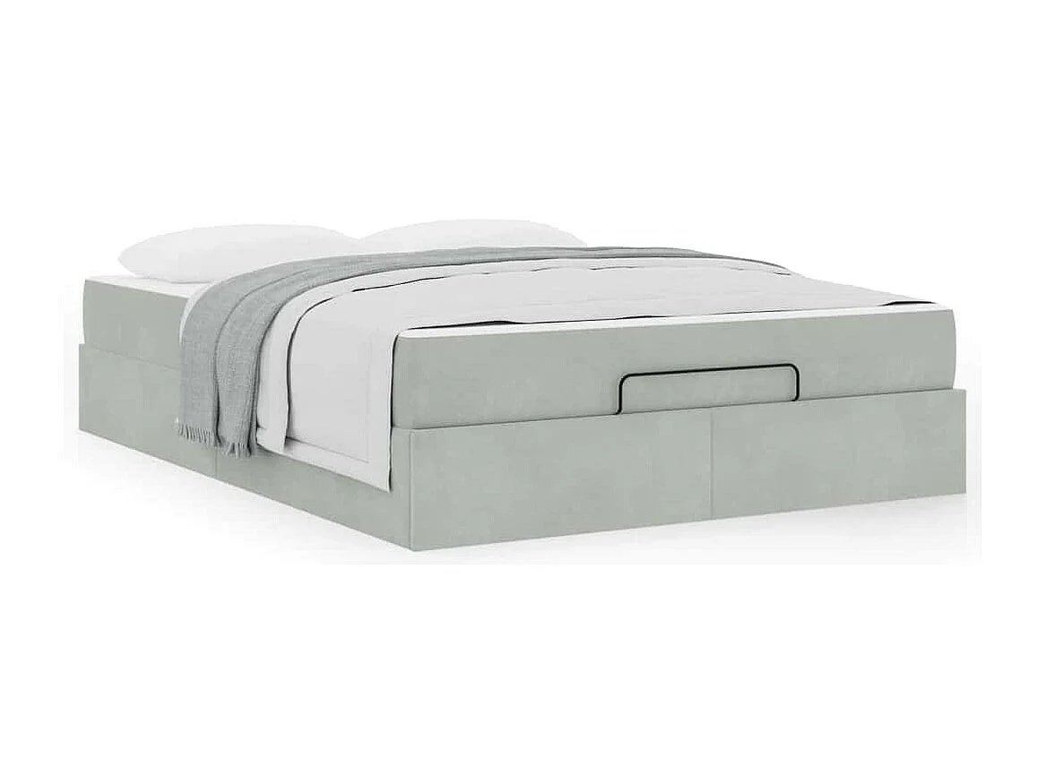 Estrutura da Cama Cinzento-claro 160 x 200 cm Veludo