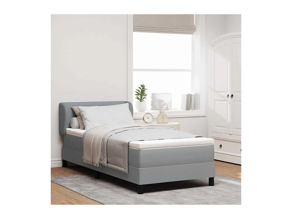 Cama box spring con colchón Gris claro 90 x 190 cm tela