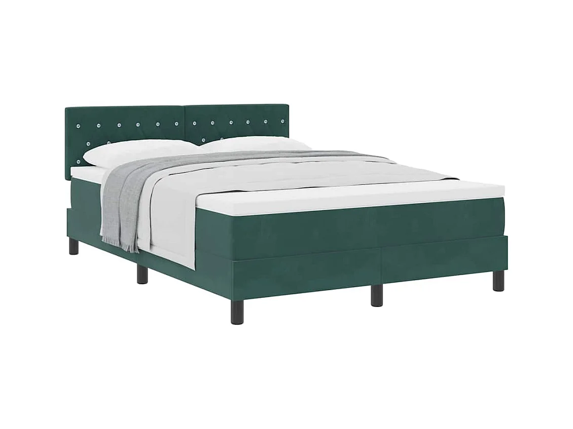 Cadre de lit avec matelas Vert foncé 140 x 190 cm tissu