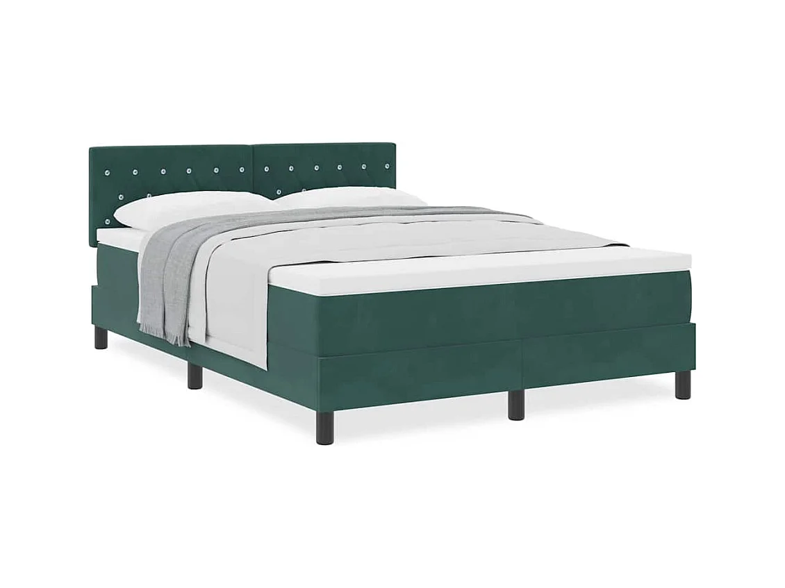 Cadre de lit avec matelas Vert foncé 140 x 190 cm tissu