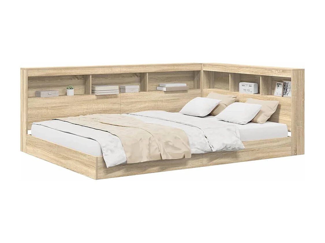 Cama com Estante com cabeceira Carvalho sonoma 140 x 200 cm