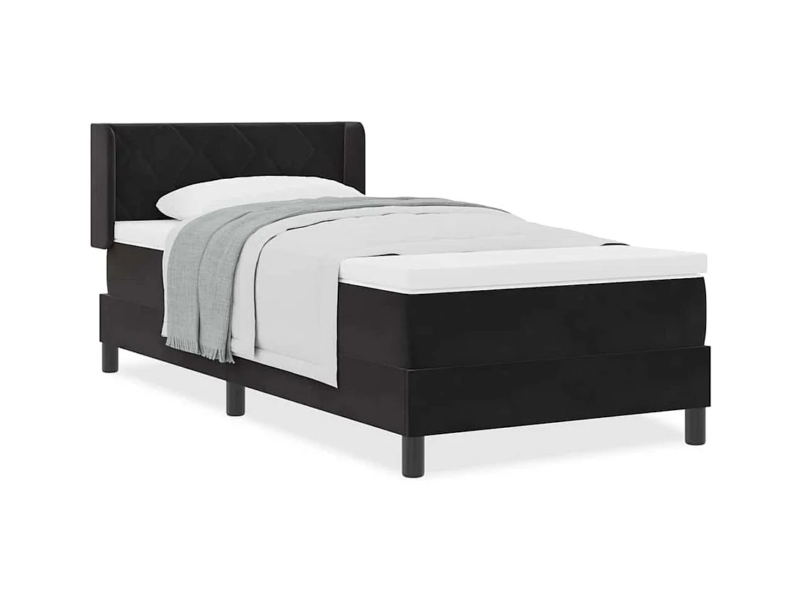 Cadre de lit avec matelas noir 100x200 cm en velours Noir