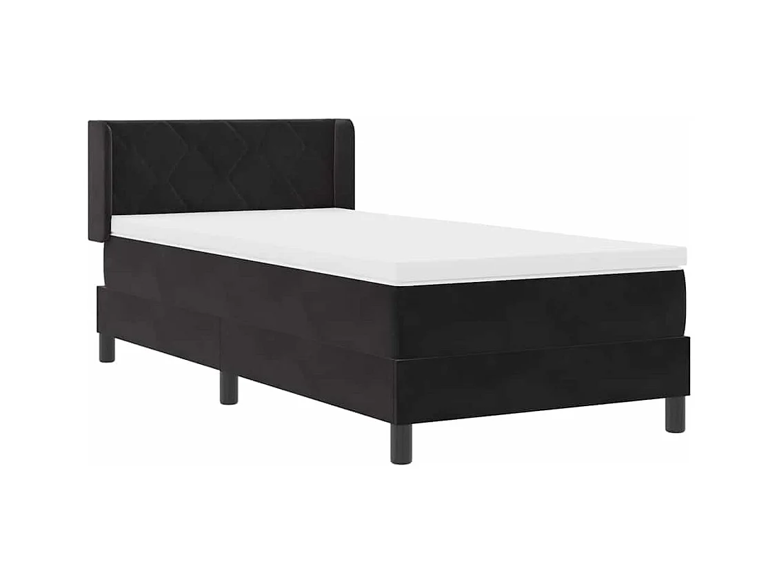 Cadre de lit avec matelas noir 100x200 cm en velours Noir