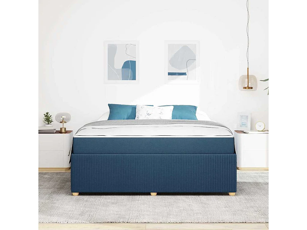 Bedframe met matras met matras Blauw 180 x 200 cm Stof