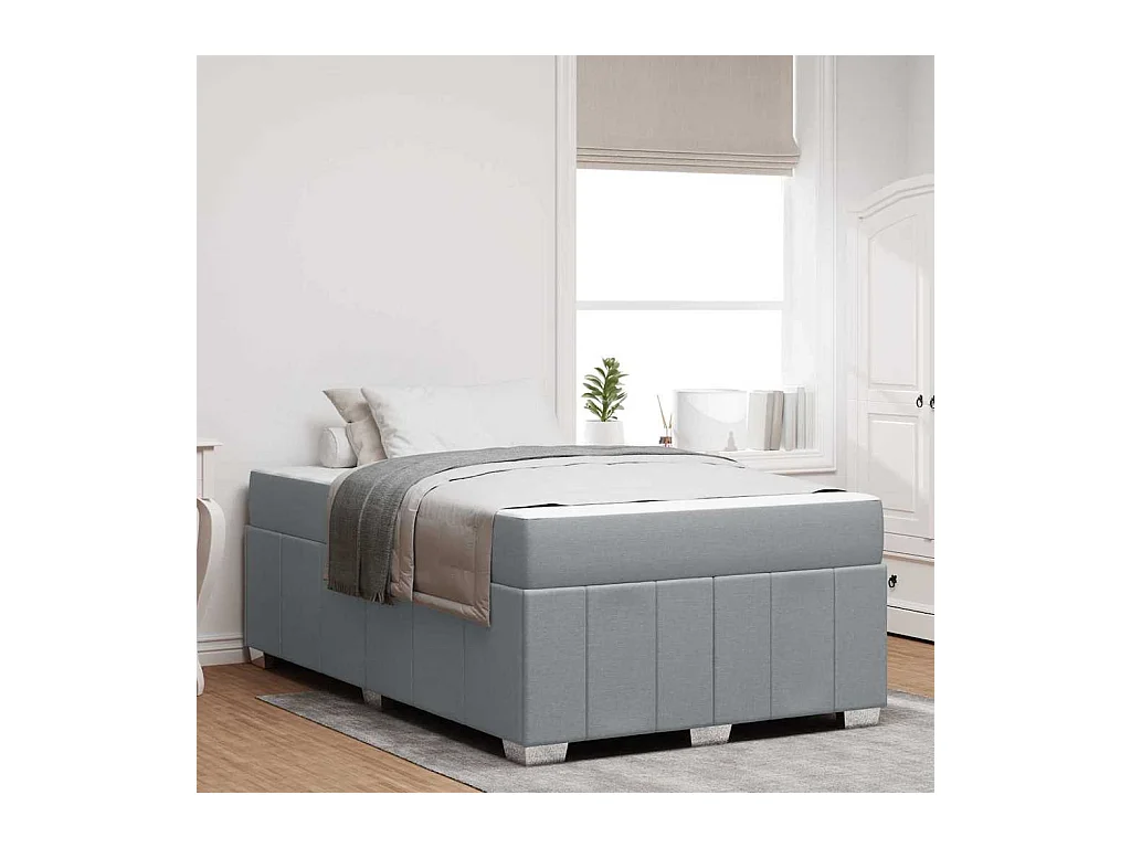 Cadre de lit avec matelas Gris clair 120 x 190 cm tissu