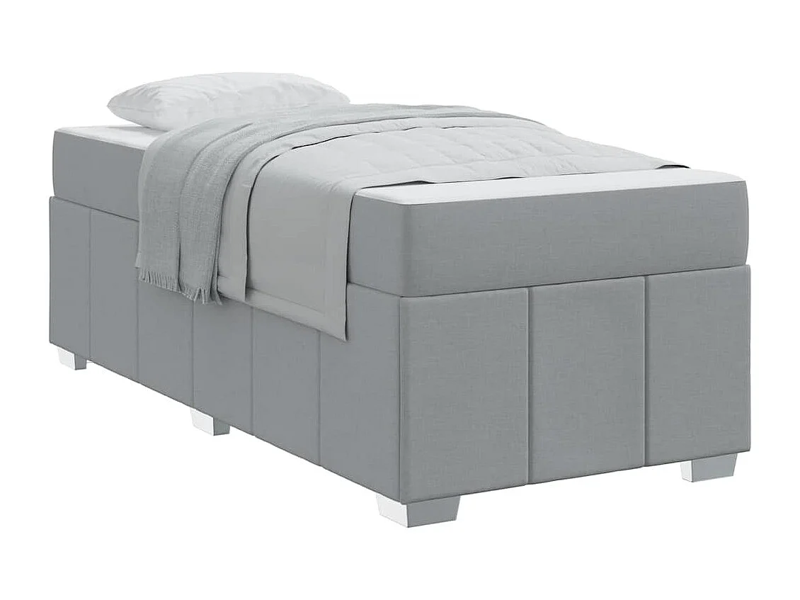 Cadre de lit avec matelas Gris clair 120 x 190 cm tissu