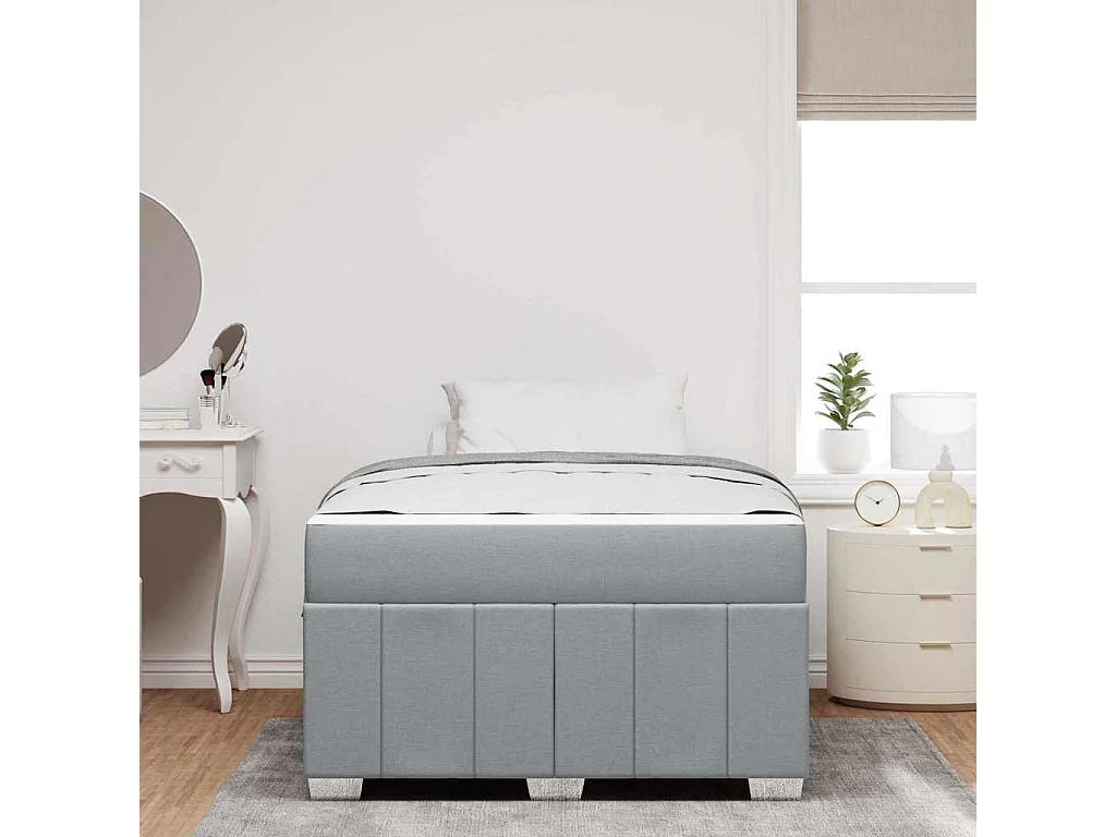 Cadre de lit avec matelas Gris clair 120 x 190 cm tissu