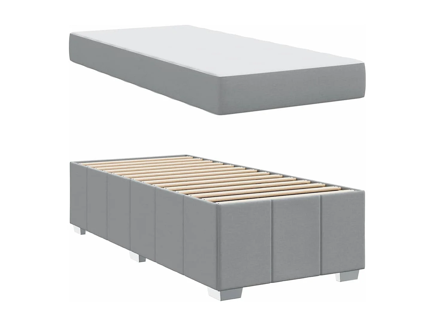 Cadre de lit avec matelas Gris clair 120 x 190 cm tissu