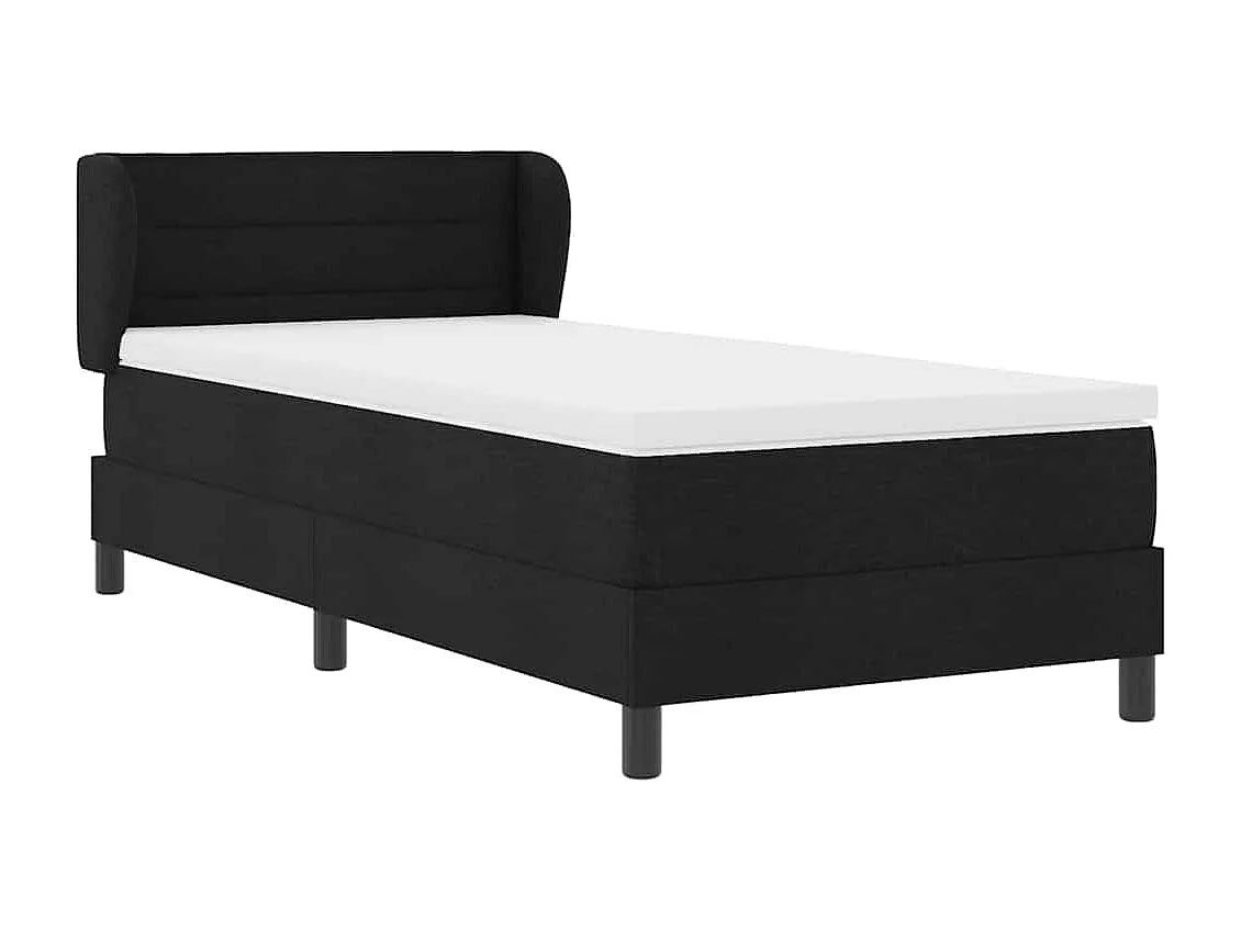 Cadre de lit avec matelas avec matelas Noir 80 x 200 cm tissu