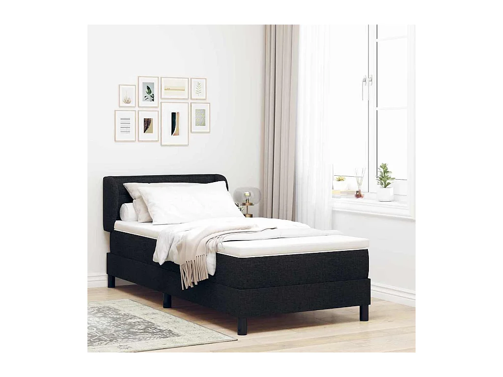Cama box spring con colchón con colchón Negro 80 x 200 cm tela