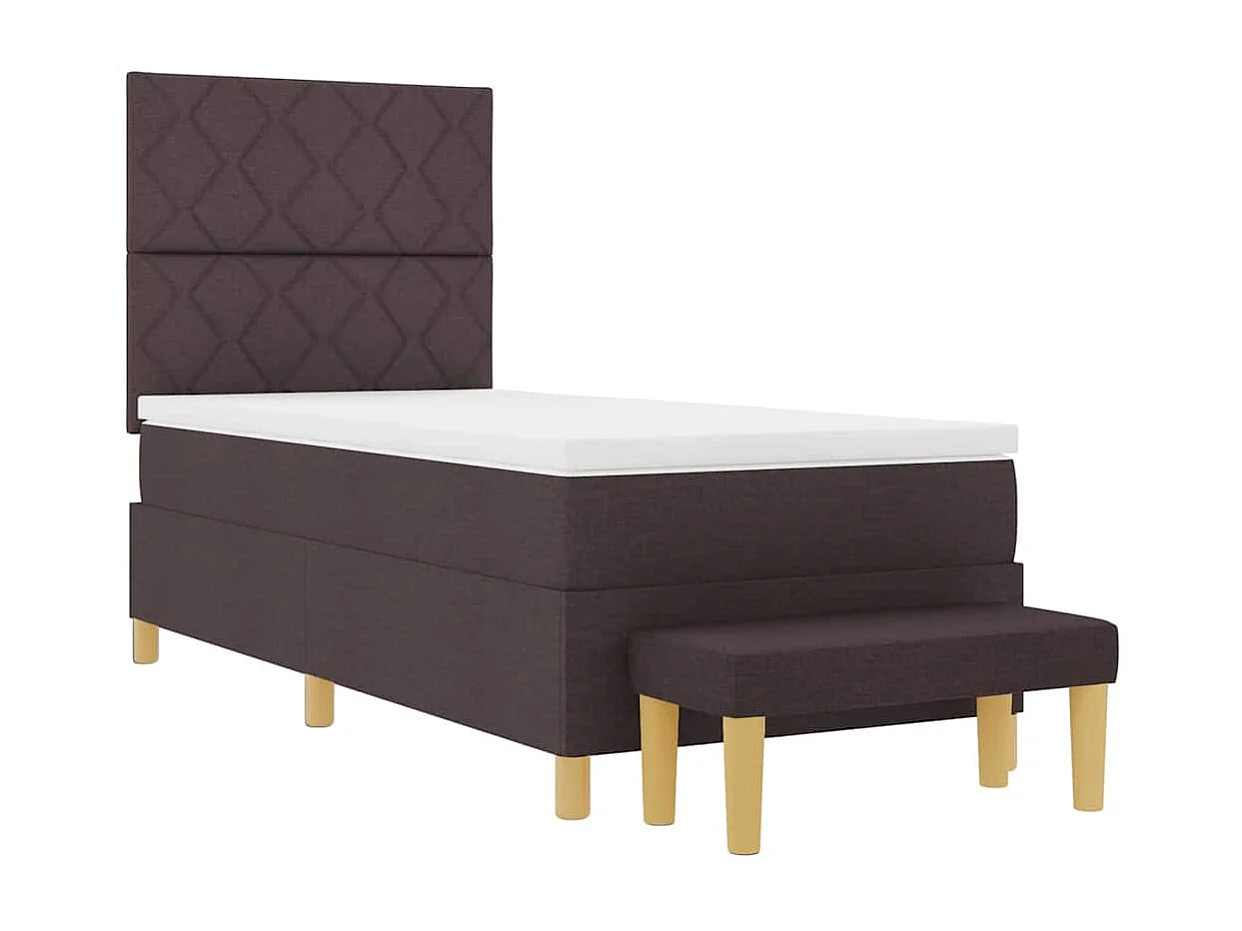 Cadre de lit avec matelas Marron foncé 100 x 200 cm tissu