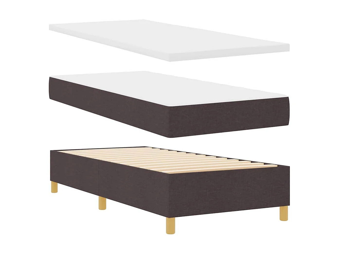 Cadre de lit avec matelas Marron foncé 100 x 200 cm tissu