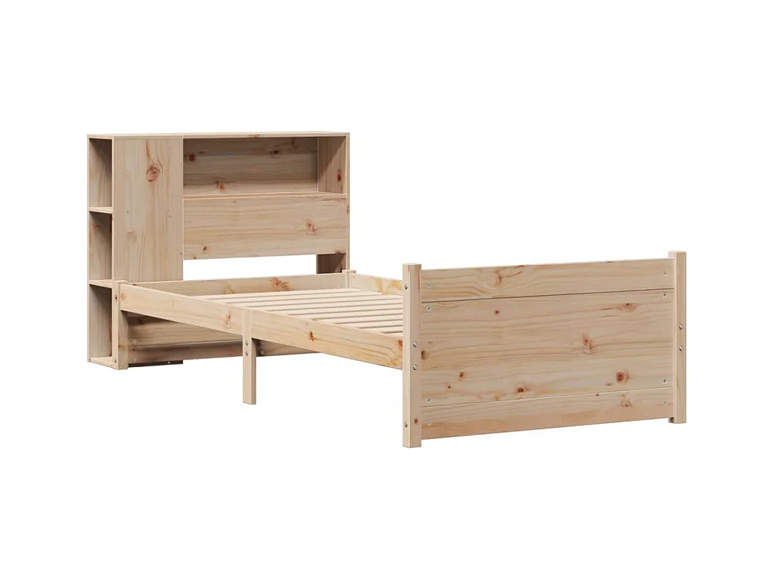 Lit bibliothèque sans matelas 100x200 cm bois massif de pin