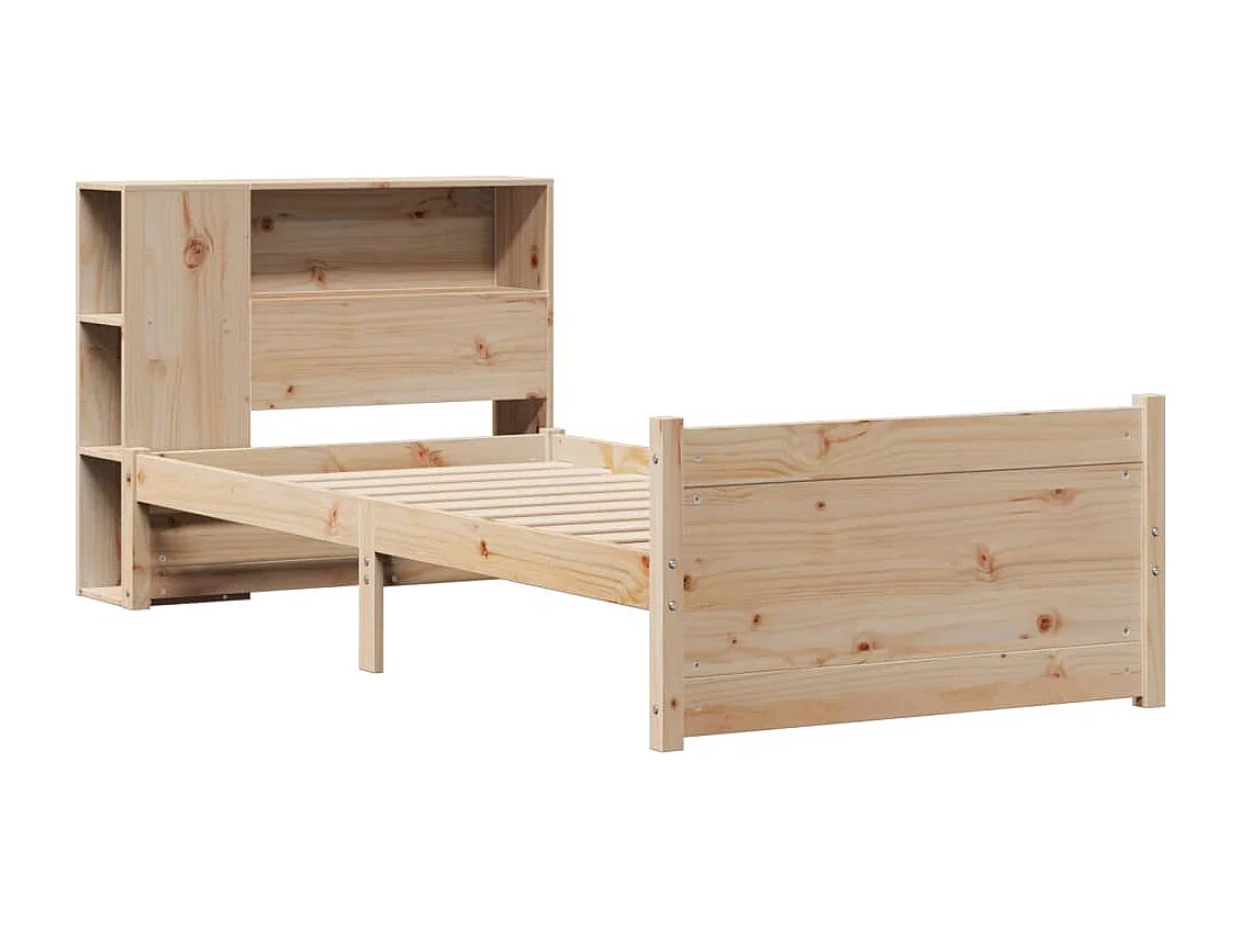 Lit bibliothèque sans matelas 100x200 cm bois massif de pin
