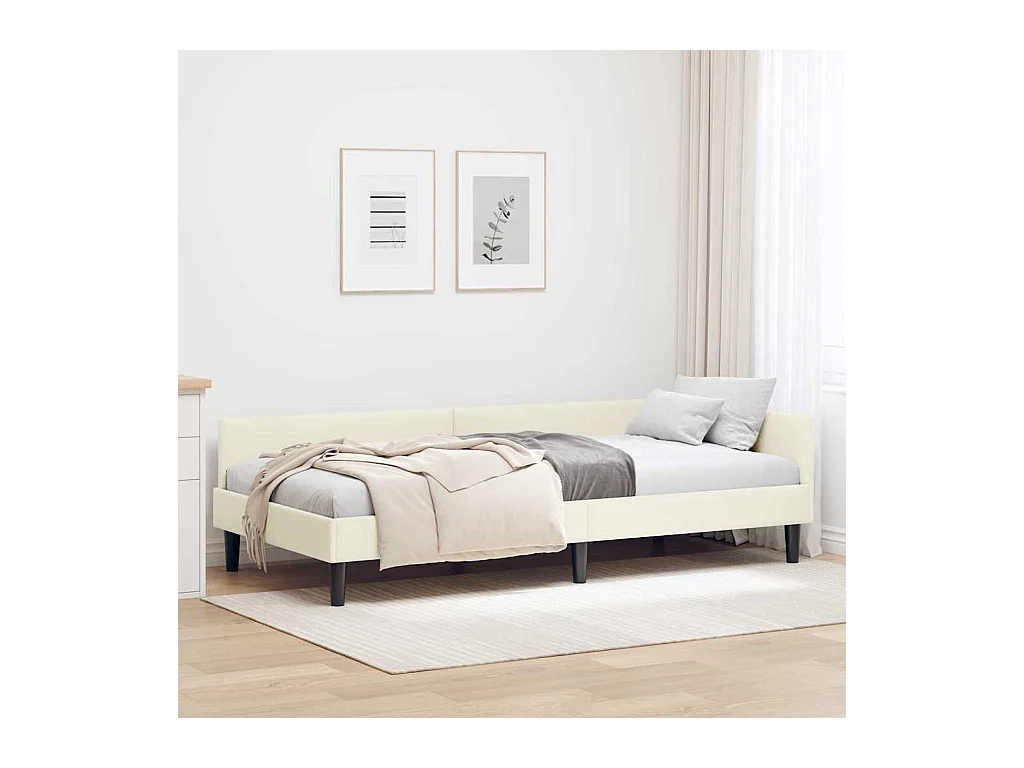 Estructura de Cama Esquinera con cabecera Crema 100 x 200 cm