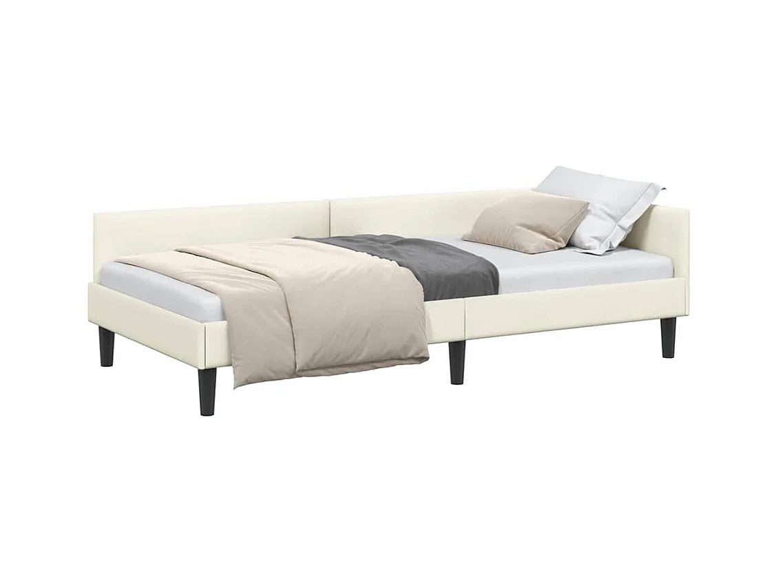 Estructura de Cama Esquinera con cabecera Crema 100 x 200 cm