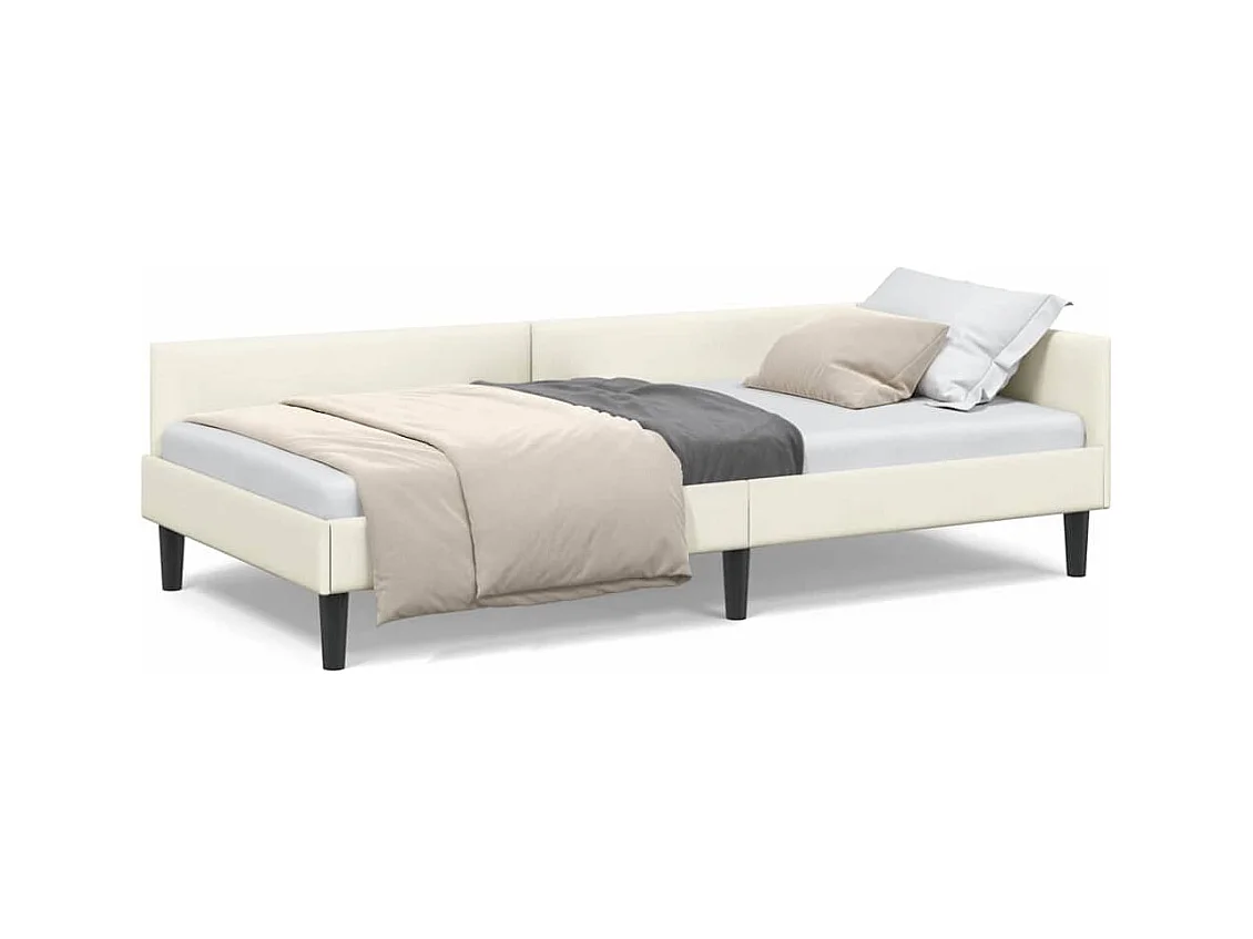 Estructura de Cama Esquinera con cabecera Crema 100 x 200 cm