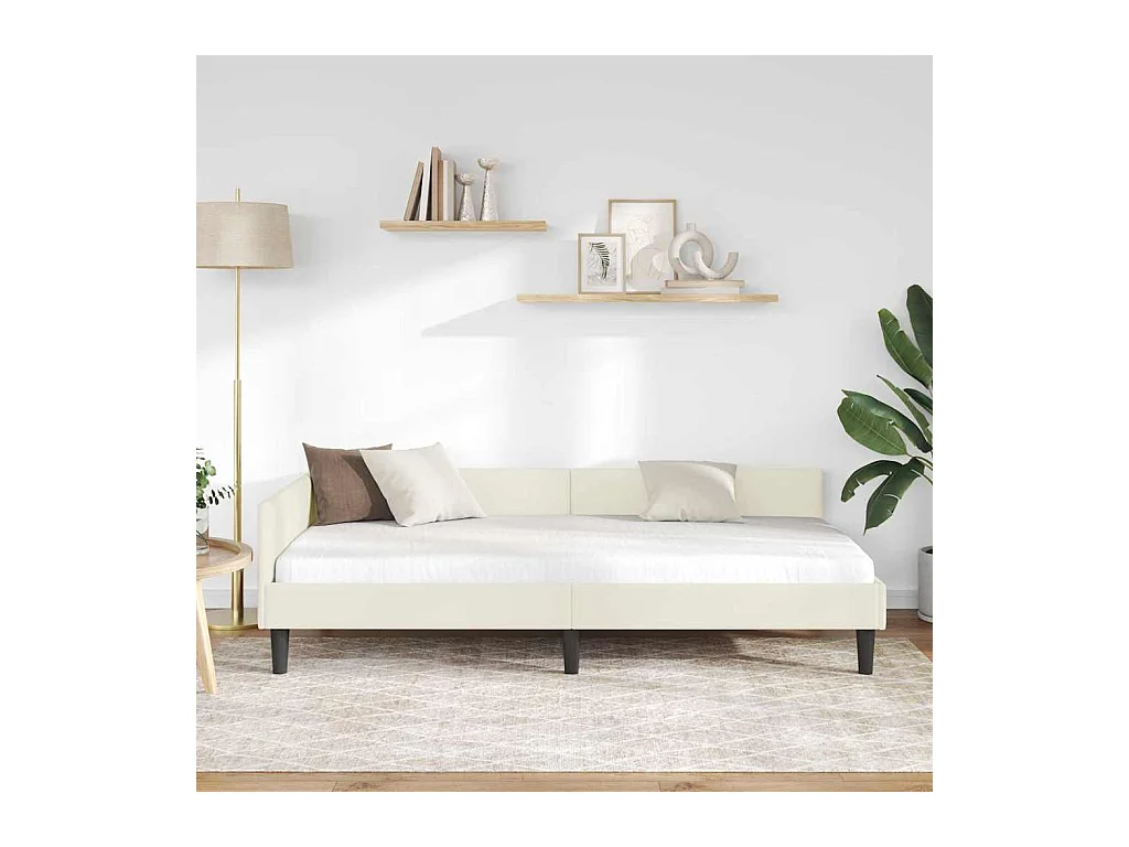 Estructura de Cama Esquinera con cabecera Crema 100 x 200 cm