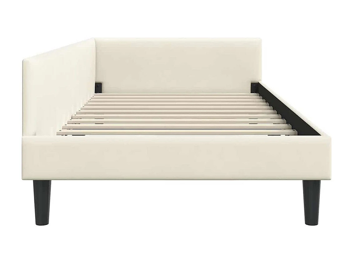 Hoekbedframe Crème 100 x 200 cm Velours en gemanipuleerd hout