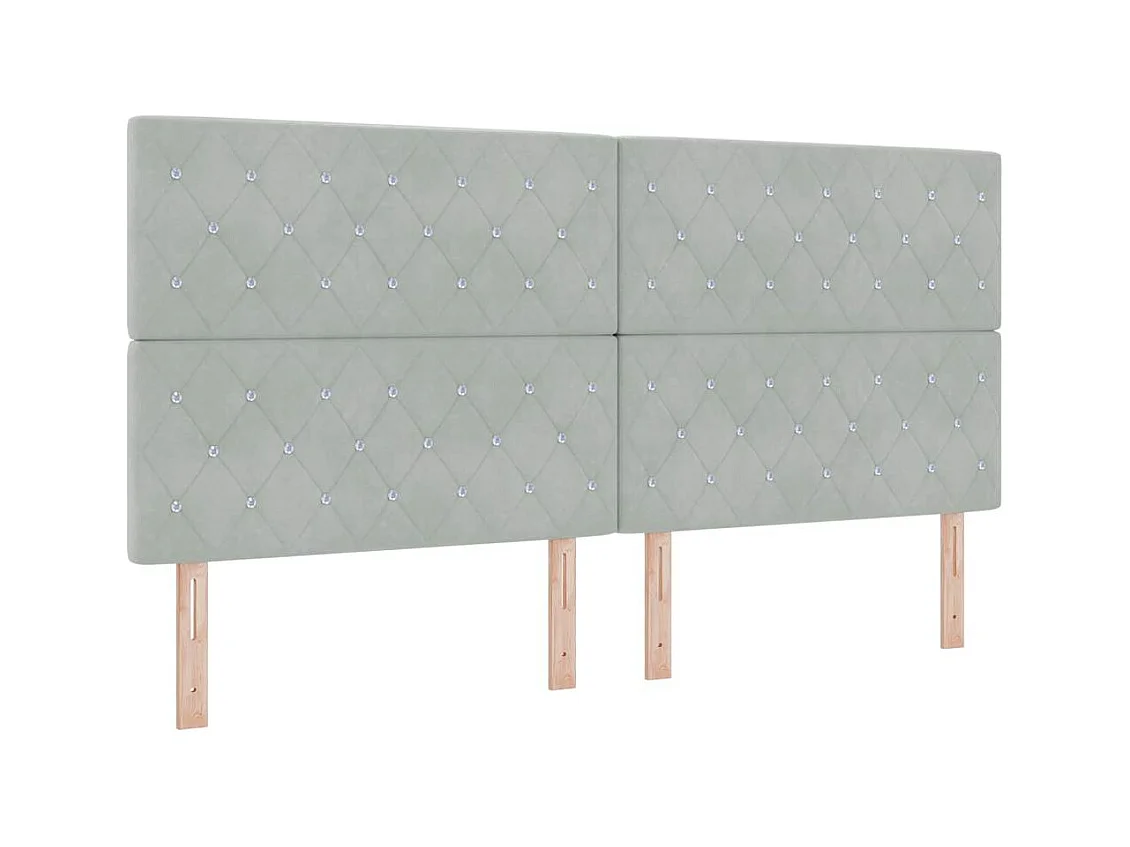 Cadre de lit avec matelas Gris clair 200 x 200 cm Velours