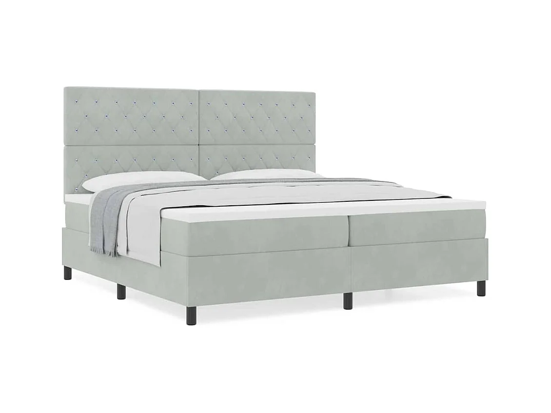 Cadre de lit avec matelas Gris clair 200 x 200 cm Velours