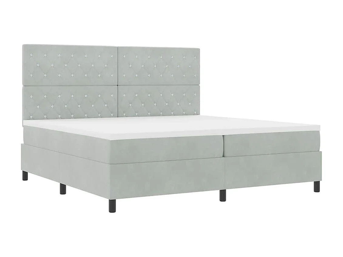 Cadre de lit avec matelas Gris clair 200 x 200 cm Velours