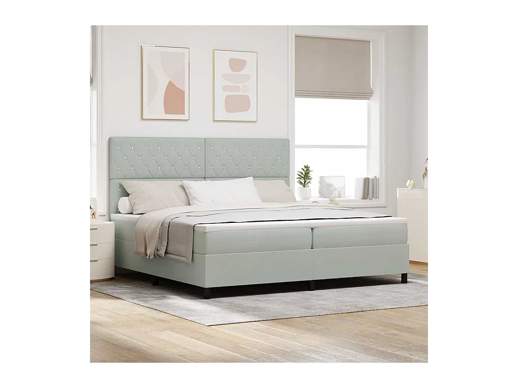 Cadre de lit avec matelas Gris clair 200 x 200 cm Velours