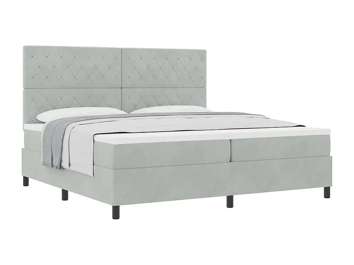 Cadre de lit avec matelas Gris clair 200 x 200 cm Velours